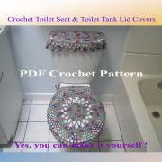 Set of 2 Crochet Patterns - Toilet Seat Cover (4VC2012) & Toilet Tank Lid Cover (5VC2012)