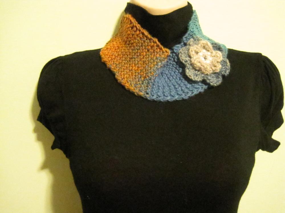 Neck warmer, Headband, Knitted and crocheted - mosaic (NW2/HB1)