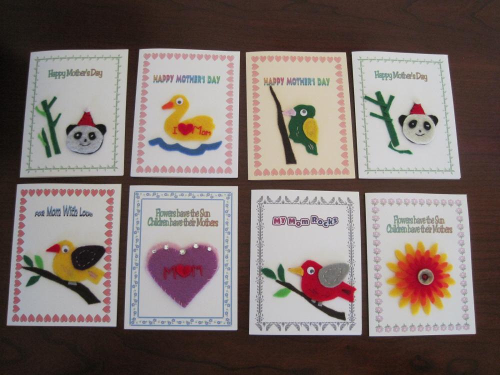 Mother's Day Card - Handmade with Felt (FC1-8) -- 2 cards for $12