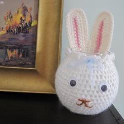 Crochet Bunny Cozy for Glass Bowl and More - white (X1)