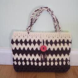 Crocheted purse/handbag - small - purple/white (P12)