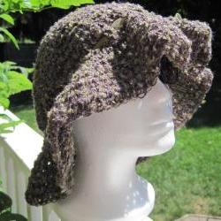 Crochet Summer Hat - mixture of purple/olive (H12)