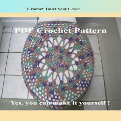 Crochet Pattern - Toilet Seat Cover for Both Standard and Elongated Toilet Seats (4VC2012)