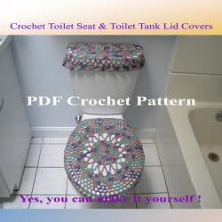 Set of 2 Crochet Patterns - Toilet Seat Cover (4VC2012) & Toilet Tank Lid Cover (5VC2012)
